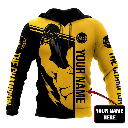 BlueJose Custom Name Yellow & Purple Boxing 3D Hoodie