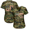 BlueJose Custom Camo Vintage Usa Flag-Cream Authentic Salute To Service Baseball Jersey