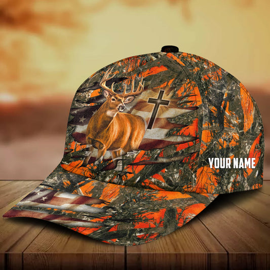 BlueJose Premium Cross And Deer 3D Personalized Multicolor Cap