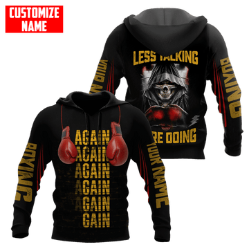 BlueJose Custom Name Boxing Less Talk More Doing 3D Hoodie