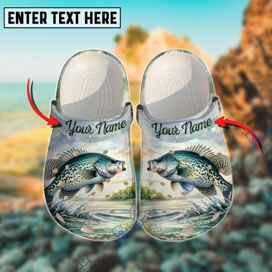 BlueJose Crappie Fishing Personalized Name Clogs