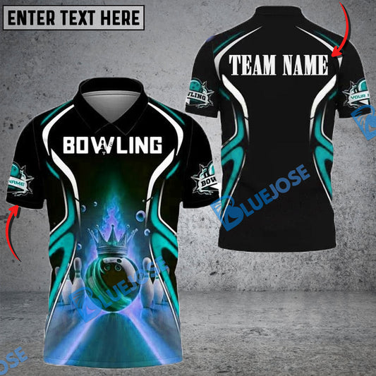 BlueJose Bowling And Pins Bright Way Multicolor Customized Name Shirt (4 Colors)