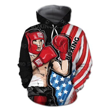 BlueJose Boxing Man Flag 3D Hoodie