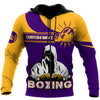 BlueJose Custom Name Yellow Purple Boxing 3D Hoodie