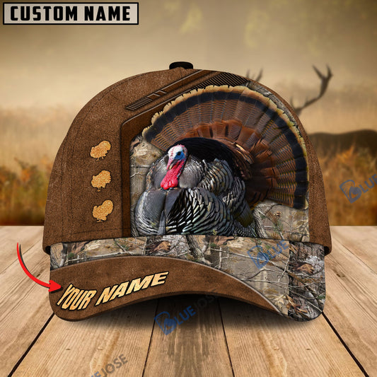 BlueJose Turkey Hunting Premium Brown Pattern Personalized Name Cap