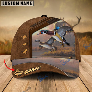 BlueJose Duck Hunting Premium Brown Pattern Personalized Name Cap