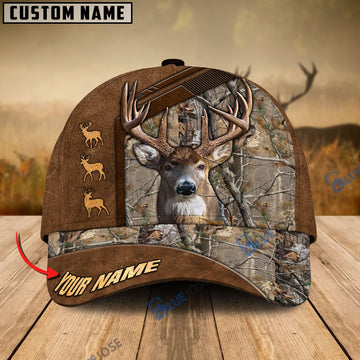 BlueJose Deer Hunting Premium Brown Pattern Personalized Name Cap