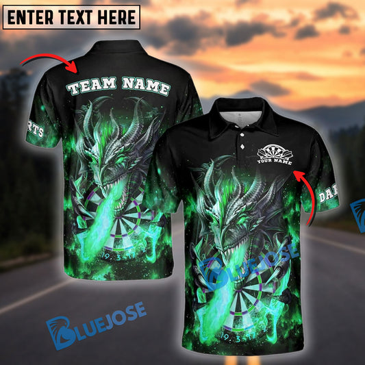 BlueJose Darts Fire Dragon Lord Personalized Name, Team Name Shirt (4 Colors)