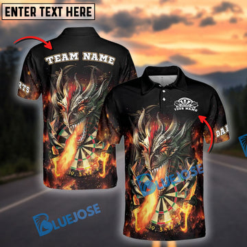 BlueJose Darts Fire Dragon Lord Personalized Name, Team Name 3D Shirt (4 Colors)