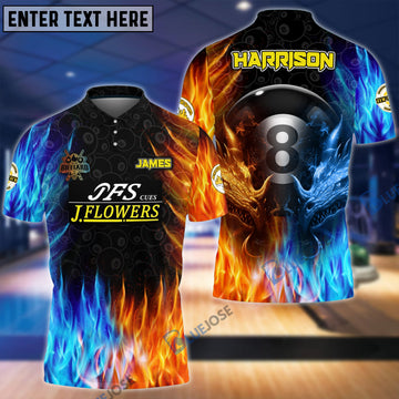 BlueJose Billiards Water & Fire Personalized Name, Team Name 3D Shirt For James Harrison