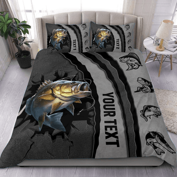 BlueJose Bass Fishing Broken Pattern Personalized Bedding Set