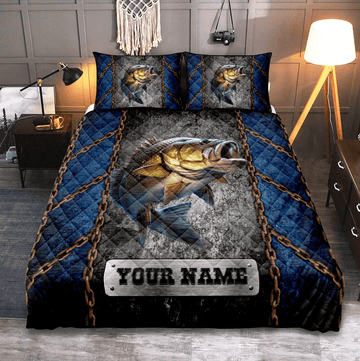 BlueJose Bass Fishing Fishing Rusty Chains Personalized Bedding Set