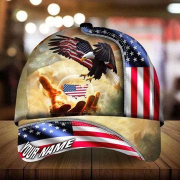 BlueJose Premium One Nation Under God, Usa Eagle 3D Cap Printed Personalized