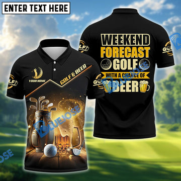 BlueJose Golf And Beer Funny Golf Polo Shirt Custom Name, Team Name 3D Shirts