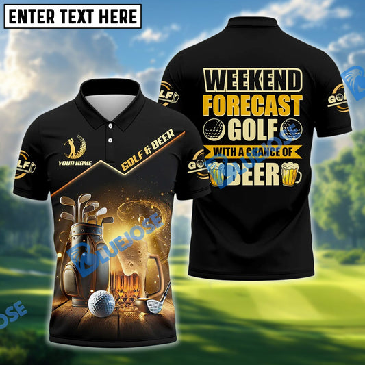 BlueJose Golf And Beer Funny Golf Polo Shirt Custom Name, Team Name 3D Shirts