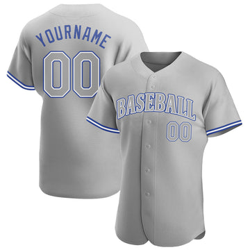 BlueJose Custom Gray Gray Royal Authentic Baseball Jersey