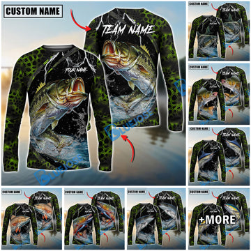 Bluejose Fishing Green Thunder Strike Custom Name & Team Name 3D Shirts (12 Breeds)