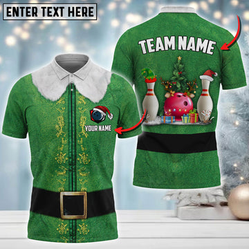 BlueJose Bowling Christmas Elf Personalized Shirt (2 Colors)