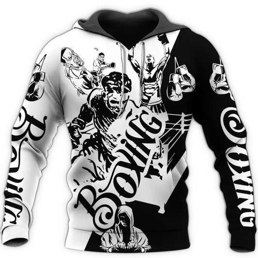 BlueJose Boxing Black & White New 3D Hoodie