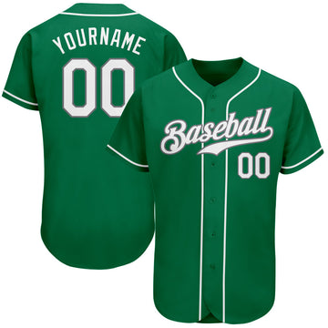 BlueJose Custom Kelly Green White-Gray Authentic St. Patrick'S Day Baseball Jersey