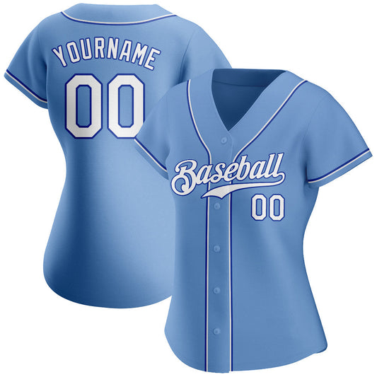 BlueJose Custom Light Blue White-Royal Authentic Baseball Jersey