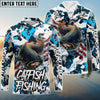 Bluejose Catfish Fishing American Flag Light Blue Camo Custom Name & Team Name 3D Shirts