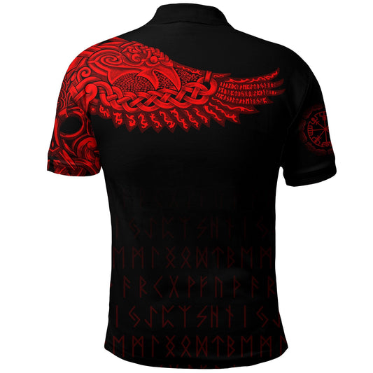 BlueJose Viking Style Polo Shirt - The Raven Of Odin Tattoo Style