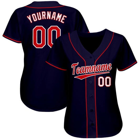 BlueJose Custom Navy Red-White Baseball Jersey