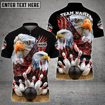 BlueJose Bowling And Pins American Eagles Pride Customized Name, Team Name 3D Shirt, Personalized Shirts For Bowling Players