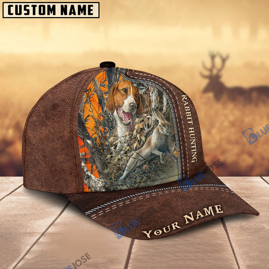 BlueJose Beagles Hunting Leather Pattern Personalized Name Cap