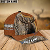 BlueJose Moose Hunting Light Brown Leather Pattern Personalized Name Cap