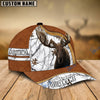 BlueJose Moose Hunting Light Brown Leather Pattern Personalized Name Cap