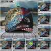 BlueJose Fishing Camo Flag Patriot Personalized Cap (11 Breeds)