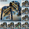 Bluejose Fishing Navy Hexagon Gold Stripe Custom Name & Team Name 3D Shirts (12 Breeds)
