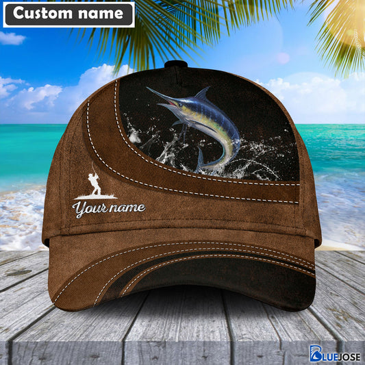 BlueJose Custom Name Blue Marlin Fishing Happiness Cap