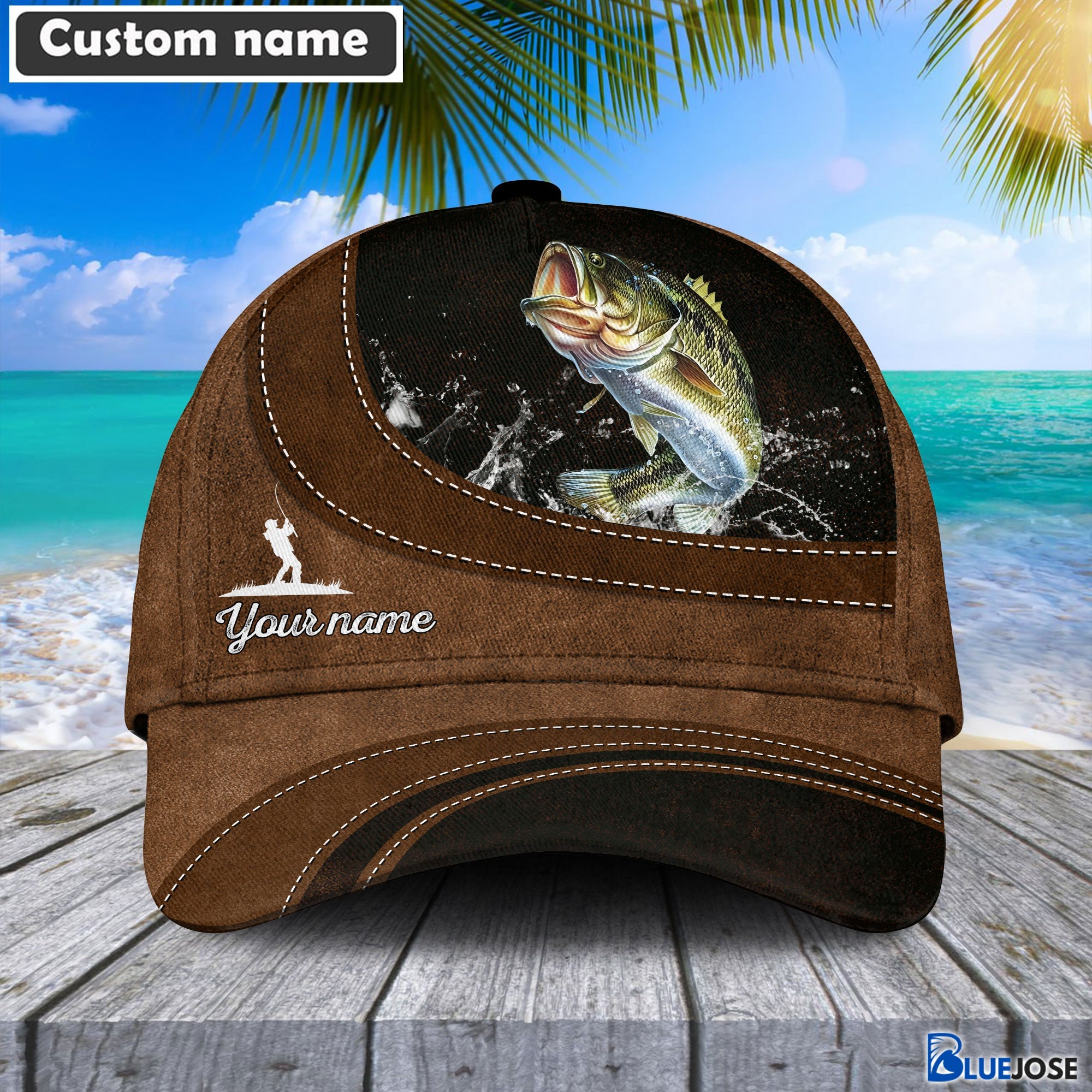 BlueJose Custom Name Bass Fishing Happiness Cap – Blue Jose