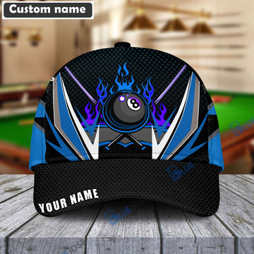 BlueJose Billiards Blue 8-Ball Personalized Name Cap