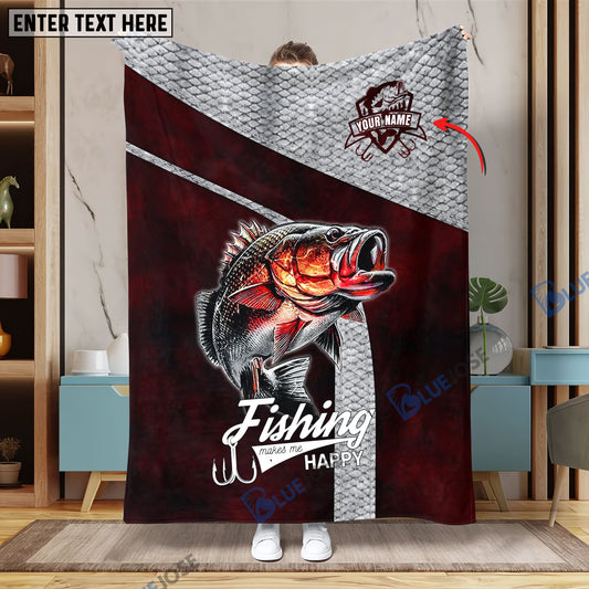 BlueJose Custom Name Bass Fishing Red Blanket