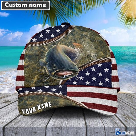 BlueJose Catfish Zip Up Personalized Fishing Classic Cap