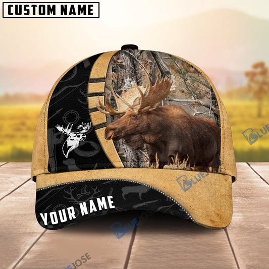 BlueJose Moose Hunting Black & Yellow Personalized Cap