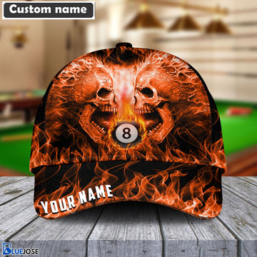 BlueJose Billiards Skull 8 Ball Personalized Name Cap