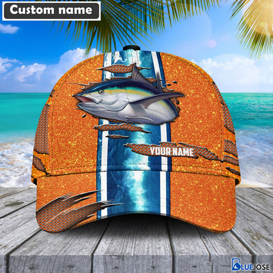 BlueJose Tuna Orange Personalized Fishing Classic Cap