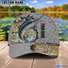 BlueJose Custom Name Blue Marlin Fishing Grey 3D Cap