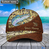 BlueJose Personalized Wahoo Fishing Leather Pattern Cap