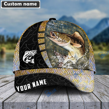 BlueJose Personalized Walleye Fishing Hook Camo Classic Cap