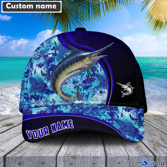 BlueJose Blue Patchy Blue Marlin Fishing Personalized Cap