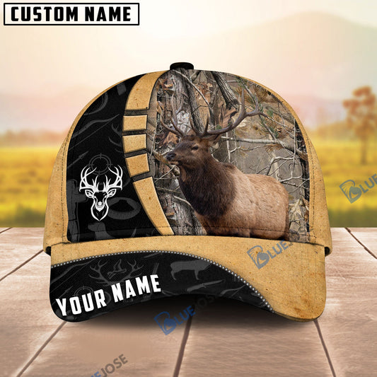 BlueJose Elk Hunting Black & Yellow Personalized Cap