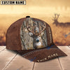 BlueJose Deer Hunting Leather Pattern Personalized Name Cap