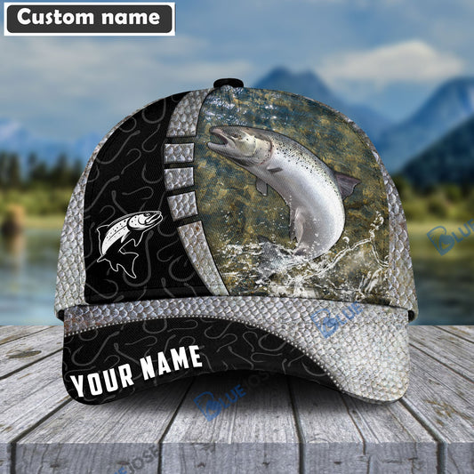 BlueJose Personalized Salmon Fishing Hook Camo Classic Cap