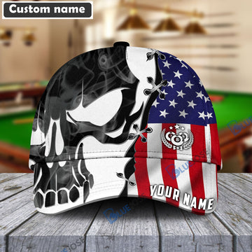 BlueJose Billiards Skull Flag Personalized Name Cap